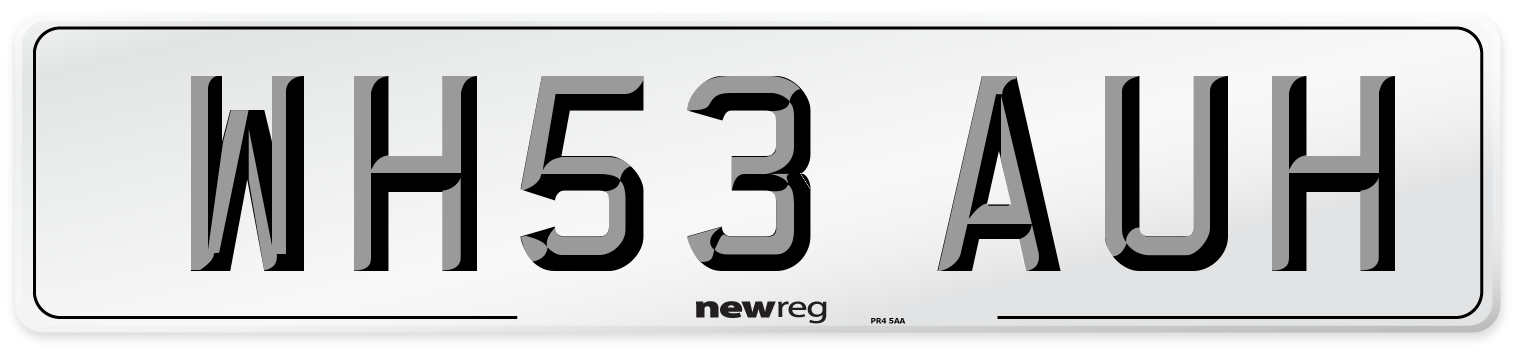 WH53 AUH Number Plate from New Reg